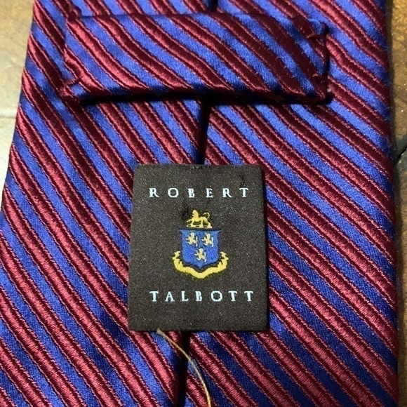 Robert Talbott maroon and blue diagonal stripe silk tie - Picture 4 of 8
